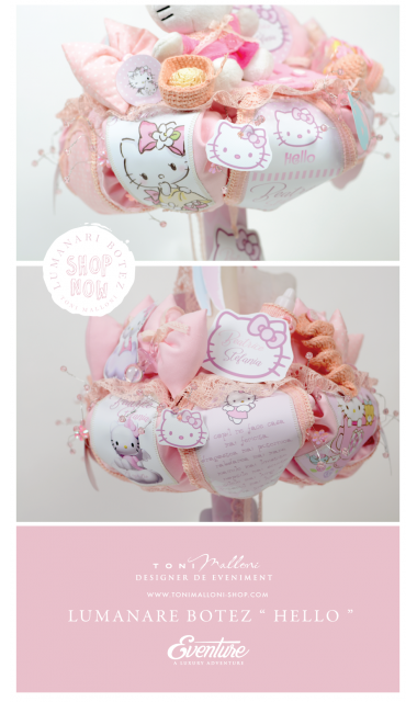 Lumanare de botez pentru fetite cu jucarie de plus Hello Kitty, 65x4 cm 5